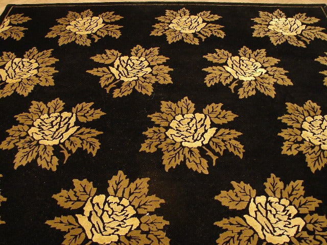 7.9 x 9.10 Black Wool Nepalese/Nepali/Tibet Rug #PIX-13733