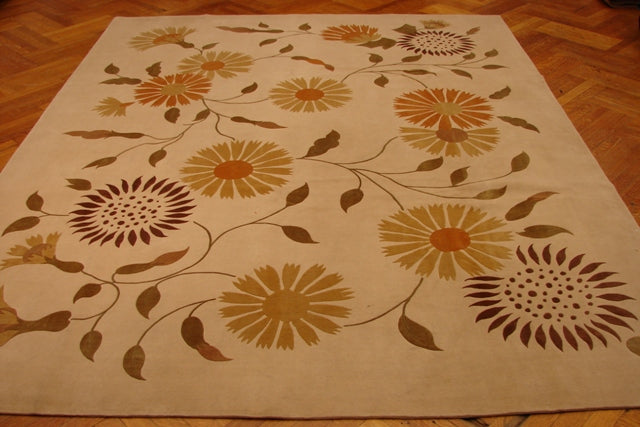 7.10 x 10 Beige Silk&Wool Nepalese/Tibet Rug #PIX-14258