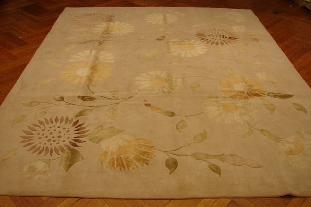 7.10 x 10 Beige Silk&Wool Nepalese/Tibet Rug #PIX-14258