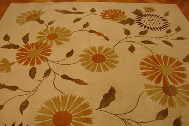 7.10 x 10 Beige Silk&Wool Nepalese/Tibet Rug #PIX-14258