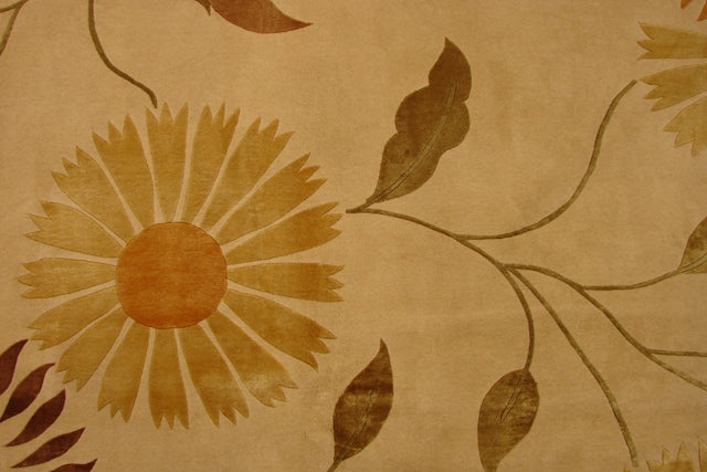 7.10 x 10 Beige Silk&Wool Nepalese/Tibet Rug #PIX-14258