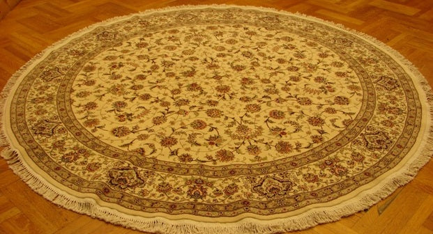 9 x 9 Beige Silk&Wool Sino Tabriz Rug 14832