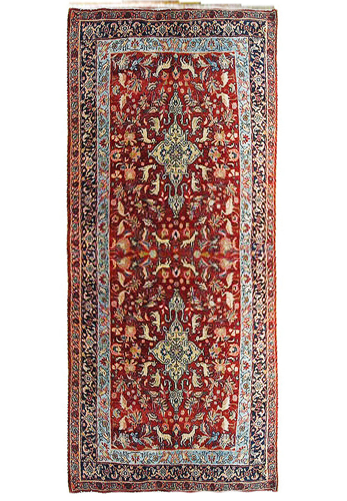 5.6 x 9 DEERS Kord Bijar Persian Rug Animal Pattern 15319