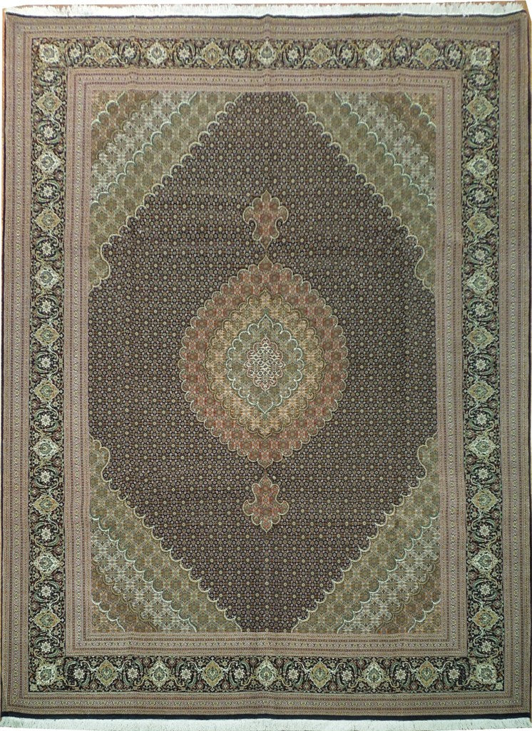 8.2 x 12.1 Ivory Persian Tabriz Mahi Wool&Silk Rug 16657