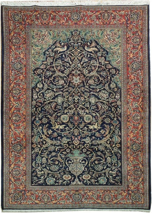 5x7 Authentic Handmade Persian Kashan Rug - Iran - bestrugplace