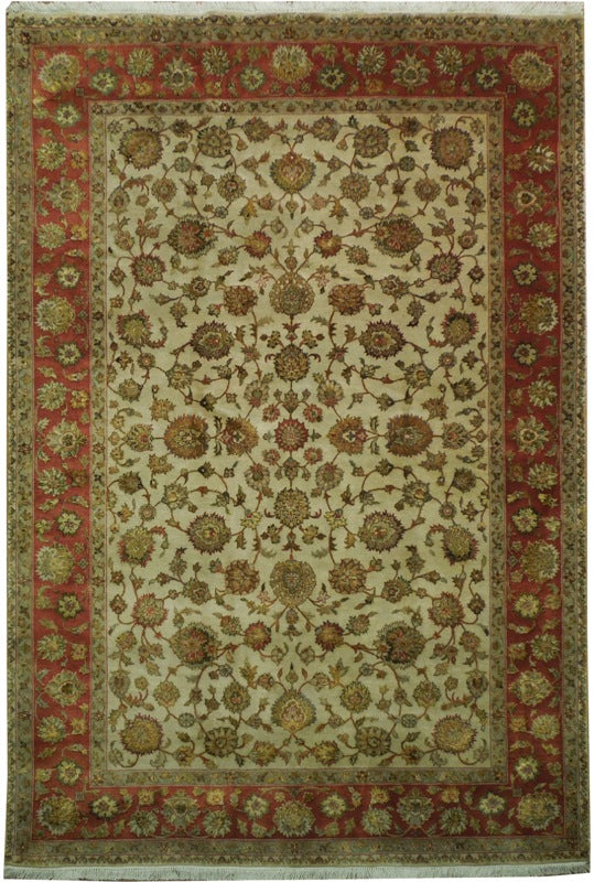 5.10 x 8.6 Ivory Wool & Silk Rug 16782