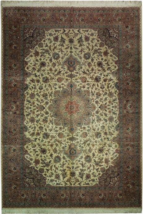 10x14 Authentic High Quality Wool Silk Persian Tabriz Rug 400 KPSI-Iran 17346 - bestrugplace