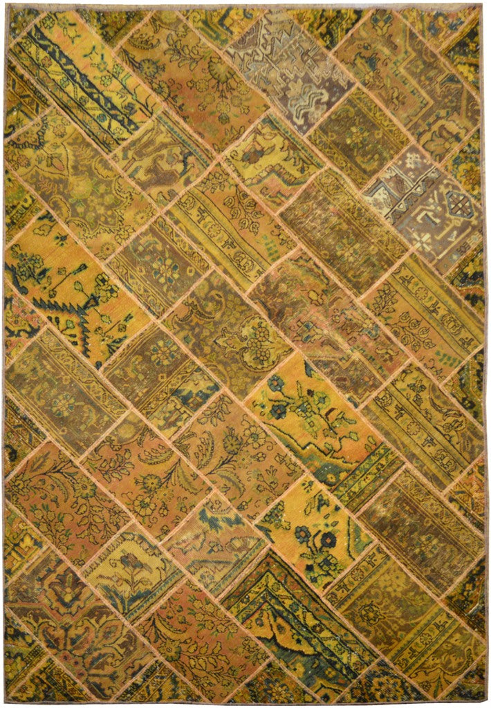 6 x 9 Multi Color Persian Golden Patchwork Rug 17816