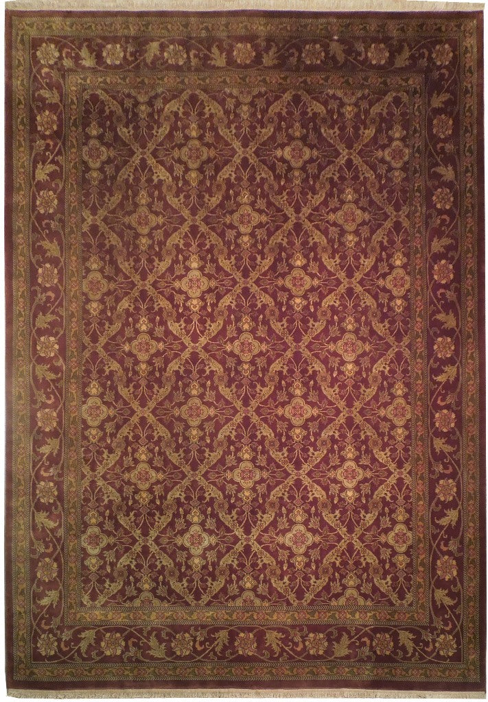 8.5 x 11.10 Maroon Mogul Persian Style Handmade Wool Rug 18362