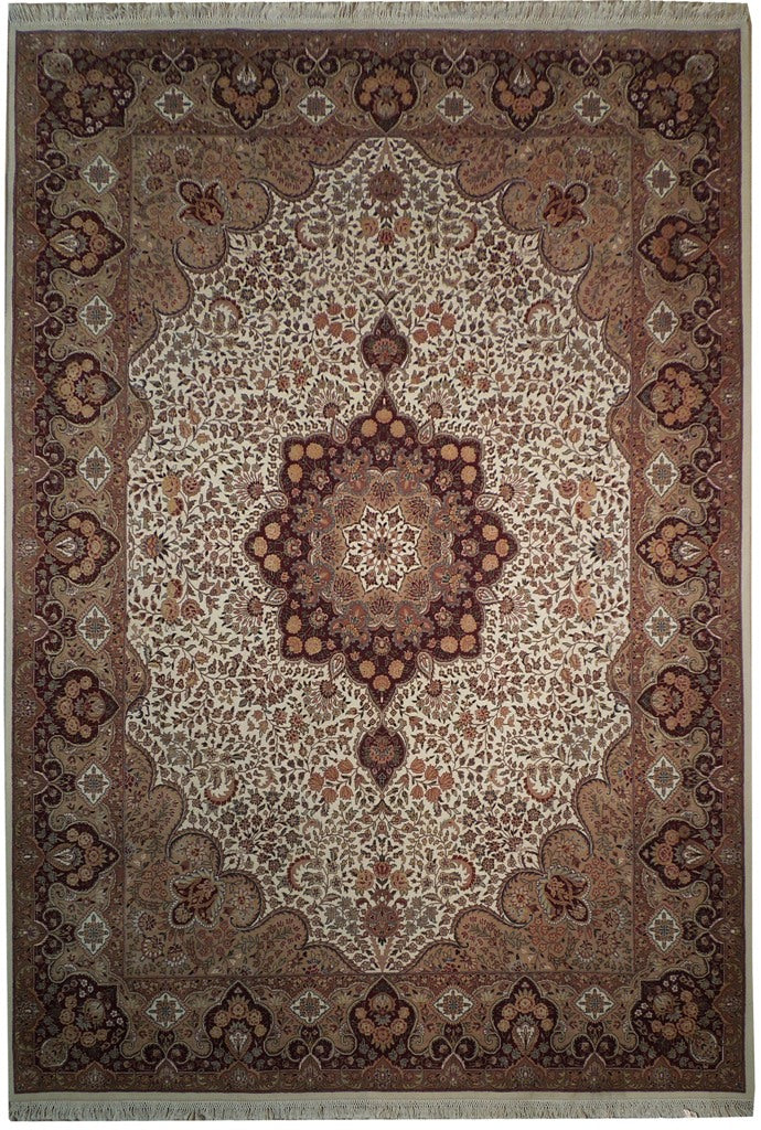 8.6 x 11.6 Ivory Lavar Wool & Silk Fine Quality Rug 18516