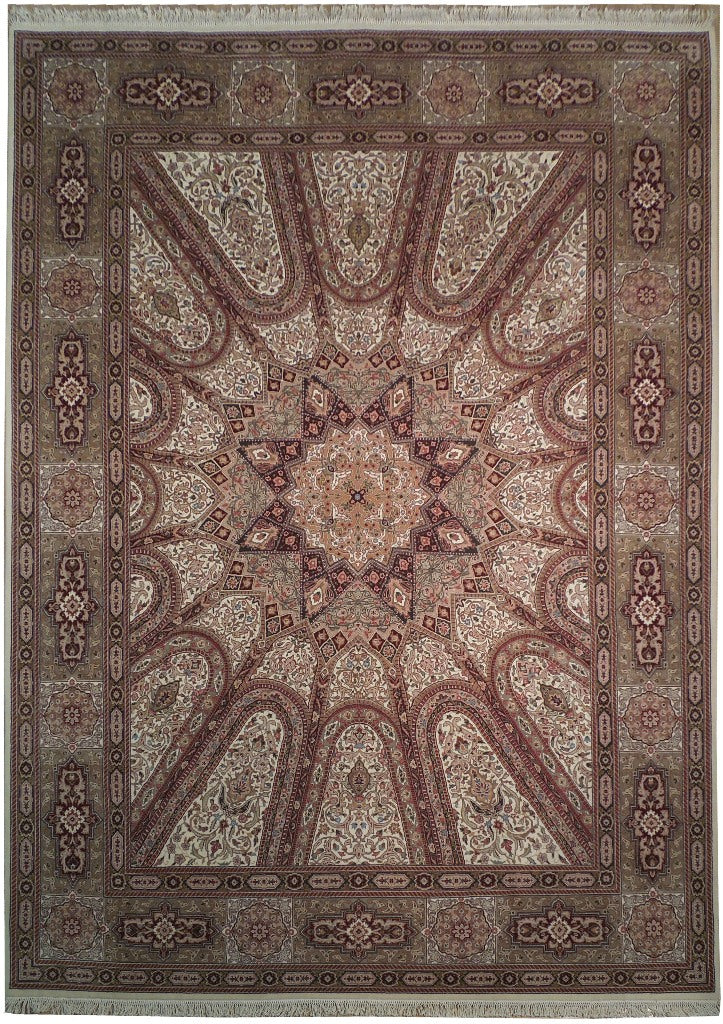 8.6 x 11.8 Ivory Isfahan Wool&Silk Fine Quality Dom Rug 18518