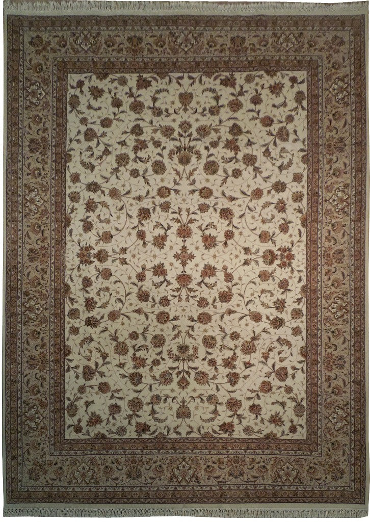 8.6 x 11.6 Ivory Wool&Silk Fine Quality Rug 18525