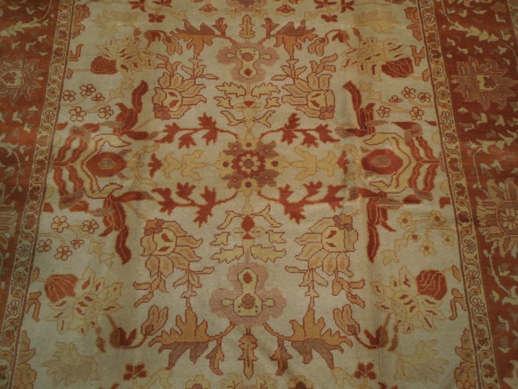 6.2 x 9.3 New Oushak Beige Coral Rust Chobi Peshawar Rug #PIX-18832