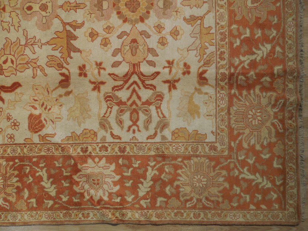 6.2 x 9.3 New Oushak Beige Coral Rust Chobi Peshawar Rug #PIX-18832