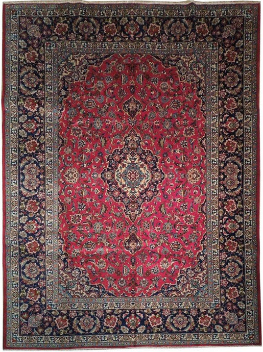 Red 10x13 Authentic Handmade Persian Mashad Rug - Iran - bestrugplace
