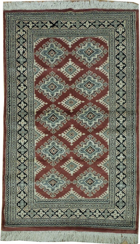 3.2 x 5.0 Red Wool & Silk Bokhara Rug 19624