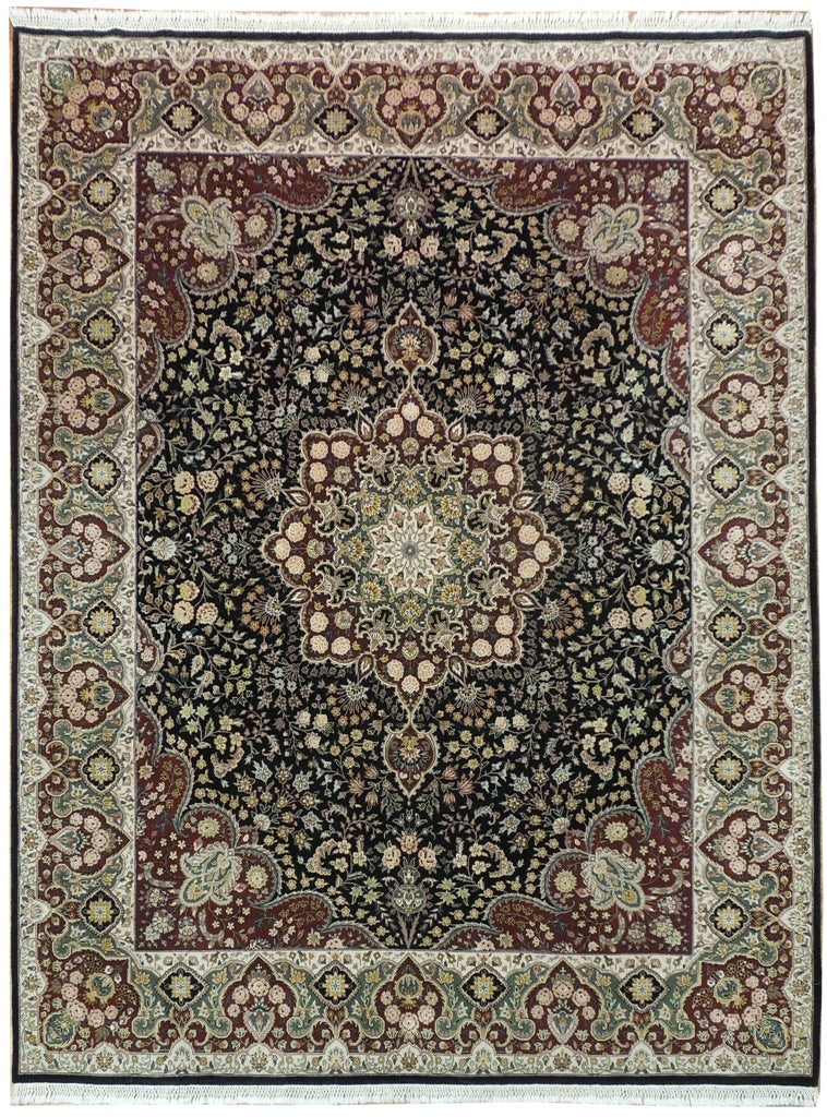 7.9 x 9.10 Wool & Silk High End Lavar Rug BLACK 19915