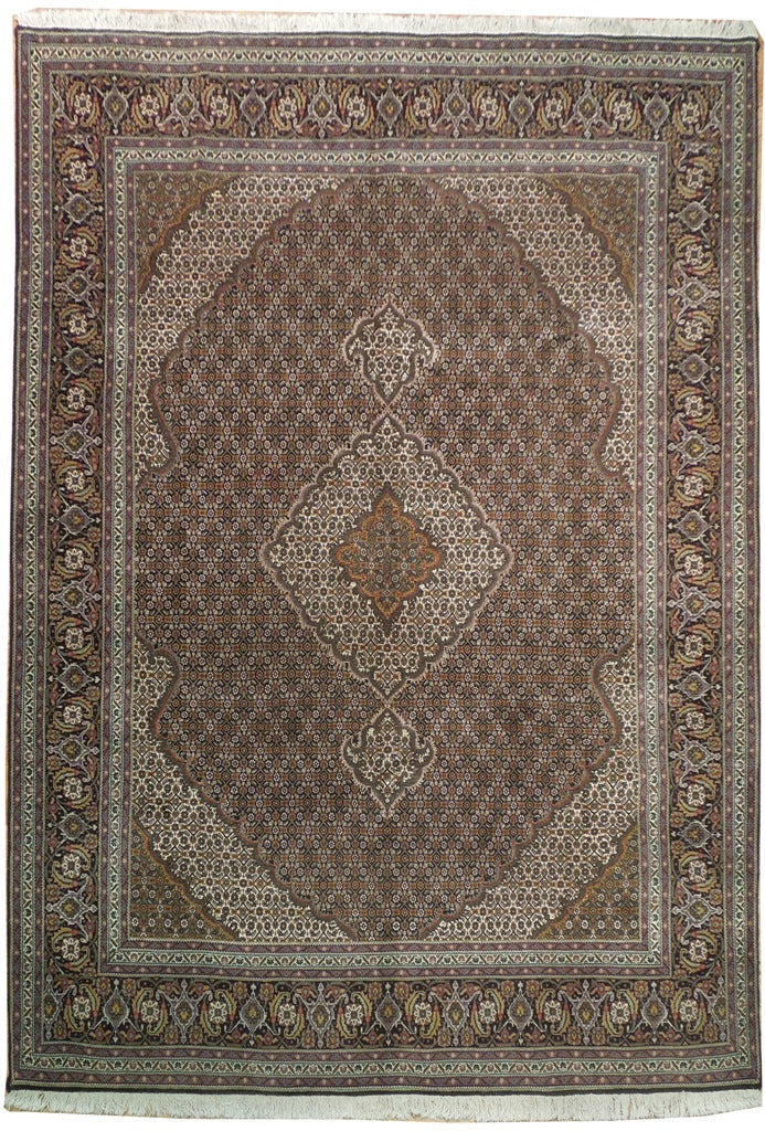 6.9 x 9.8 Wool & Silk High End Persian Tabriz Mahi IRAN Rug 400 KPSI #PIX-19985