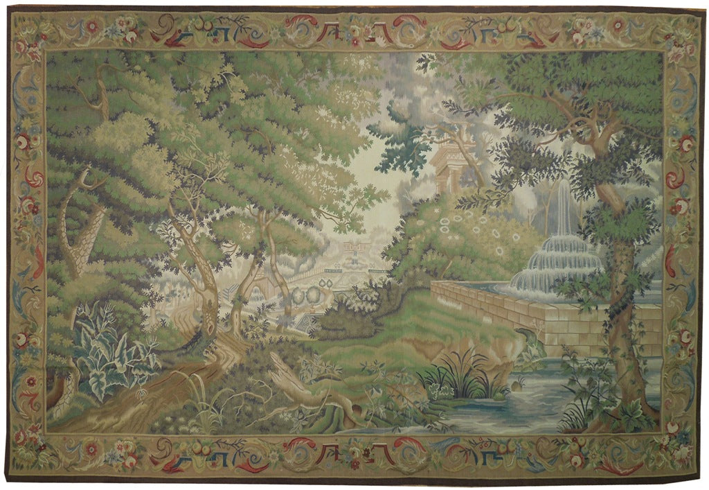 13.4 x 9 Green Fine Quality Tapestry Rug 20055