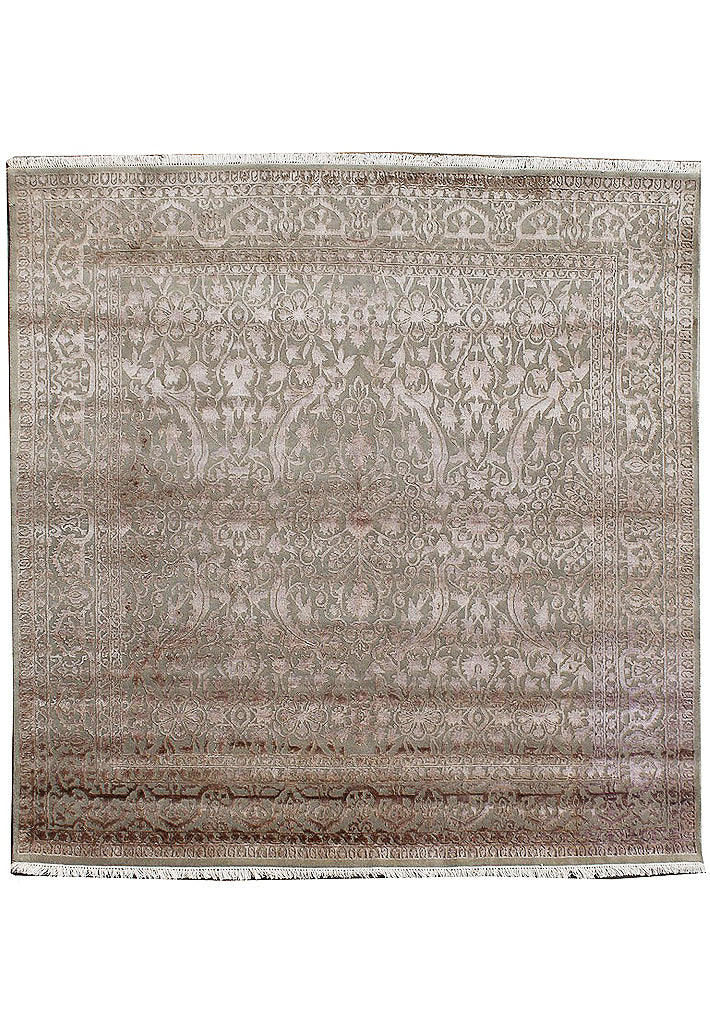 8.2 x 8.0 Brown Fine Quality Wool & Silk Rug 20088