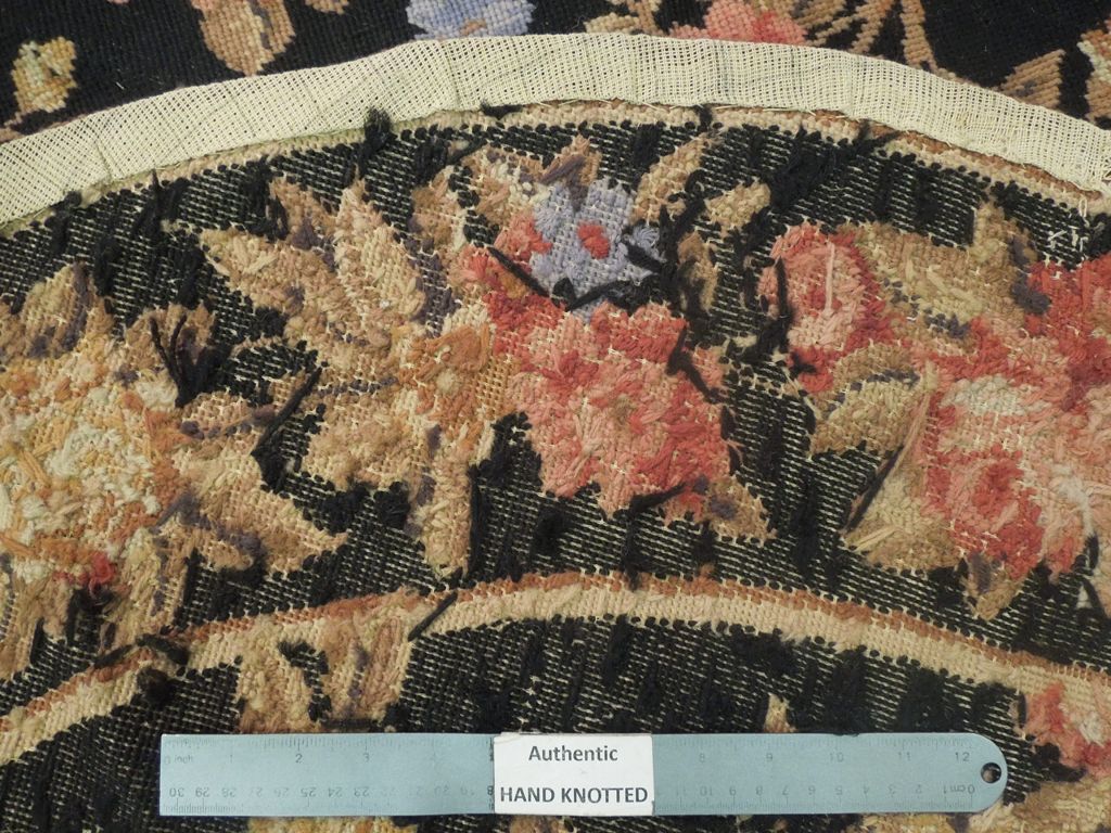 5 x 5 Black Needlepoint Flat Weave Round Rug #PIX-20642