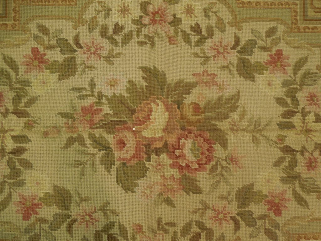 6 x 9 SAGE GREEN Needlepoint Flat Weave Rug #PIX-20707