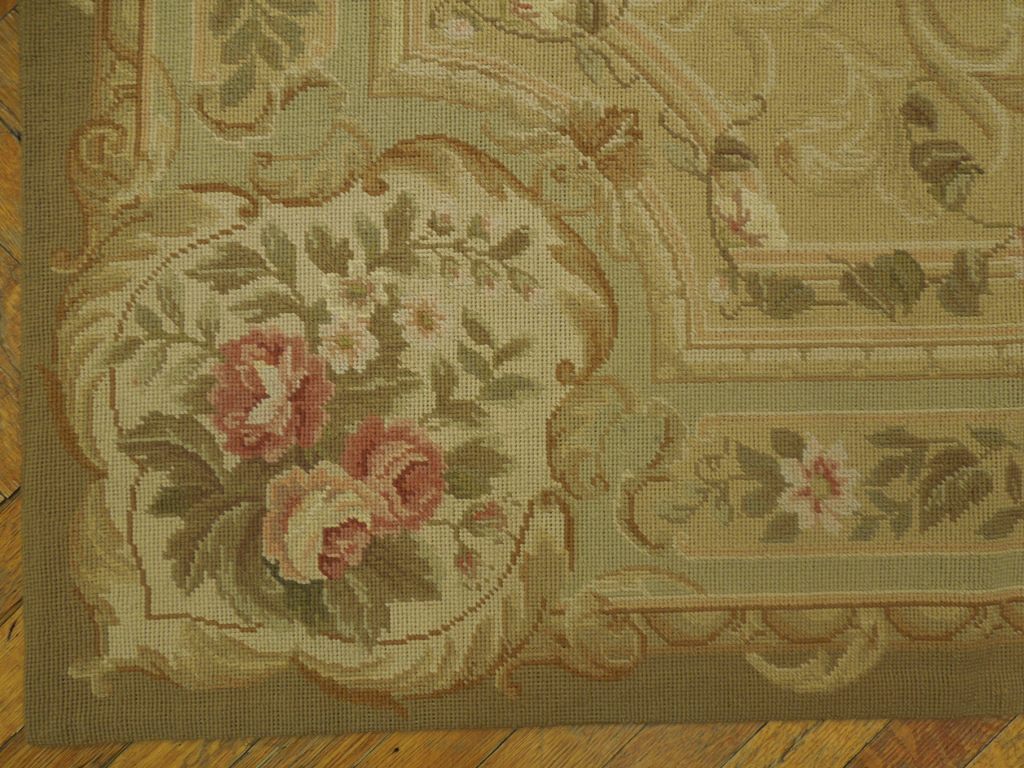 6 x 9 SAGE GREEN Needlepoint Flat Weave Rug #PIX-20707