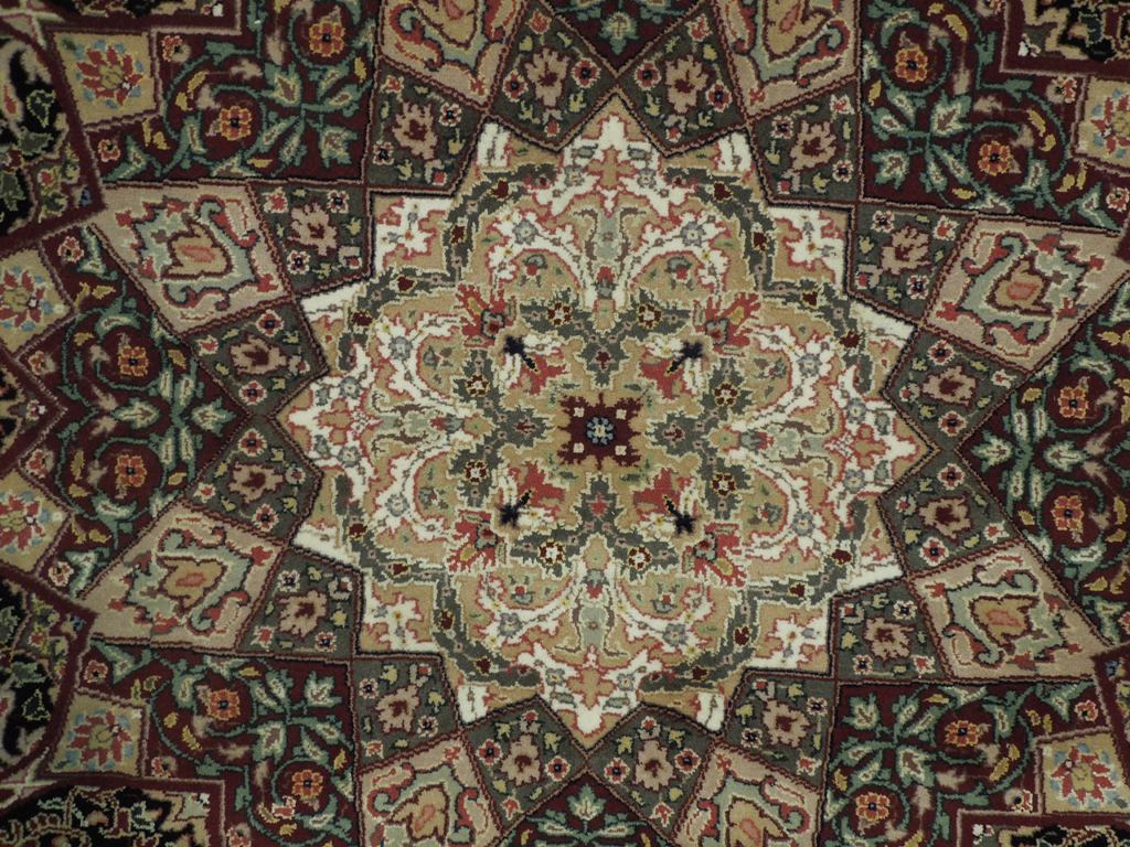 5 x 5 Black Fine Quality Wool&Silk Round Rug #PIX-20885