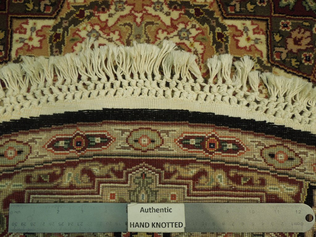 5 x 5 Black Fine Quality Wool&Silk Round Rug #PIX-20885