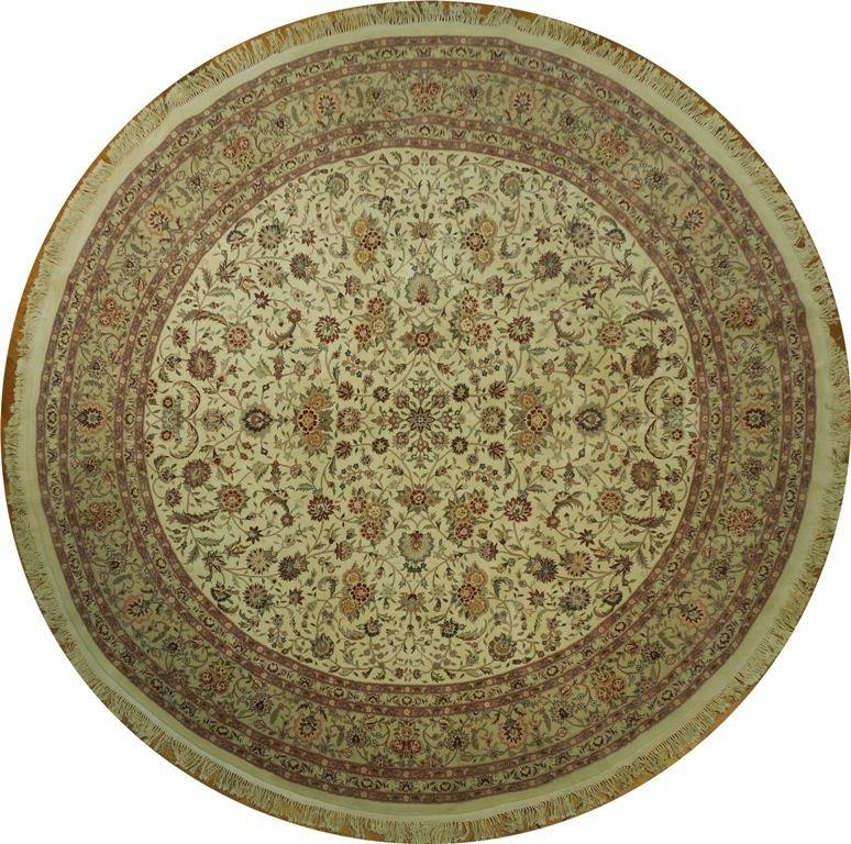 10' x 10' RARE Ivory Fine Quality Wool 250 KPSI Round Rug - bestrugplace