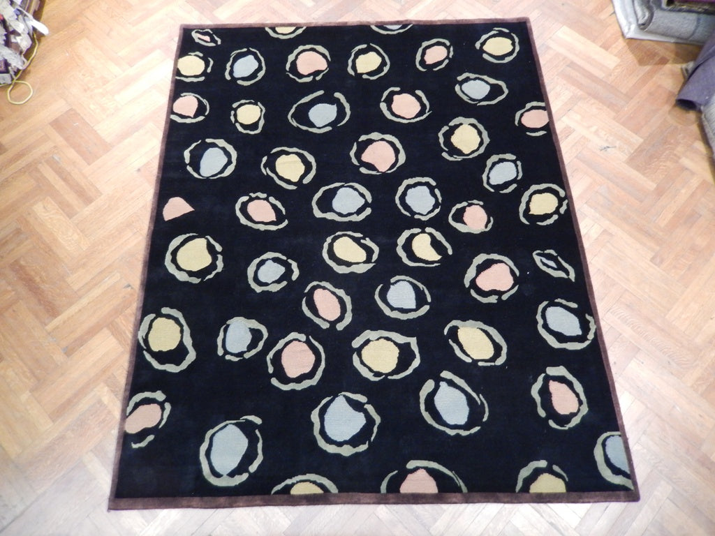 8 x 10 Black Modern Wool Handmade Rug #PIX-21364