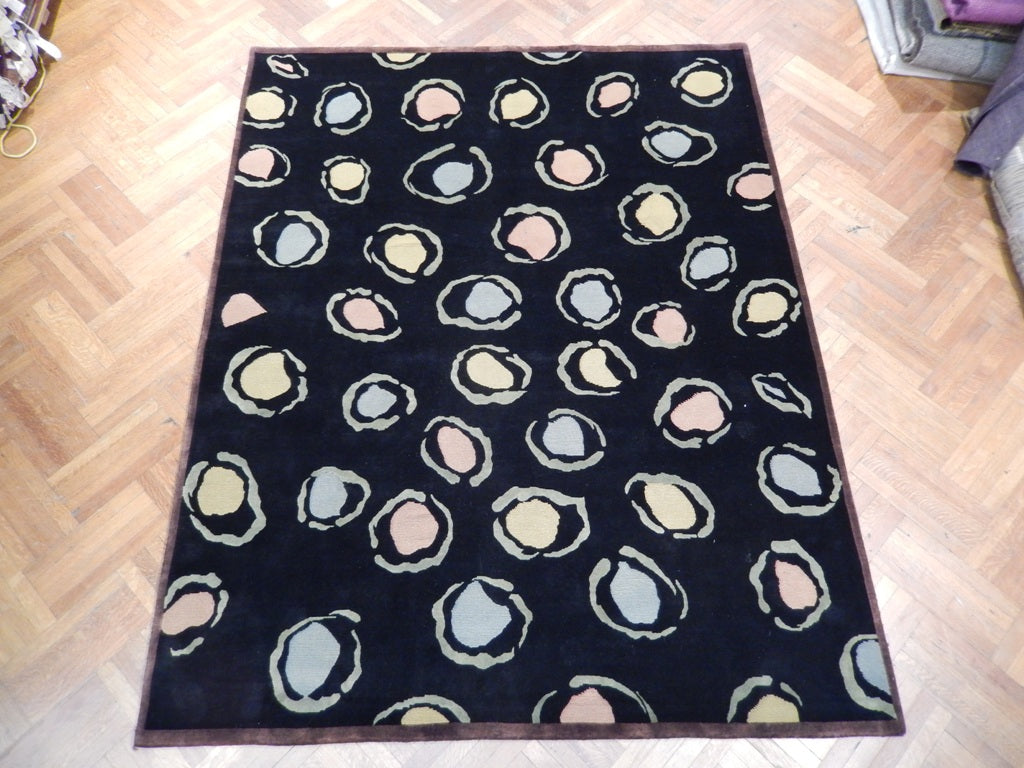 8 x 10 Black Modern Wool Handmade Rug #PIX-21364