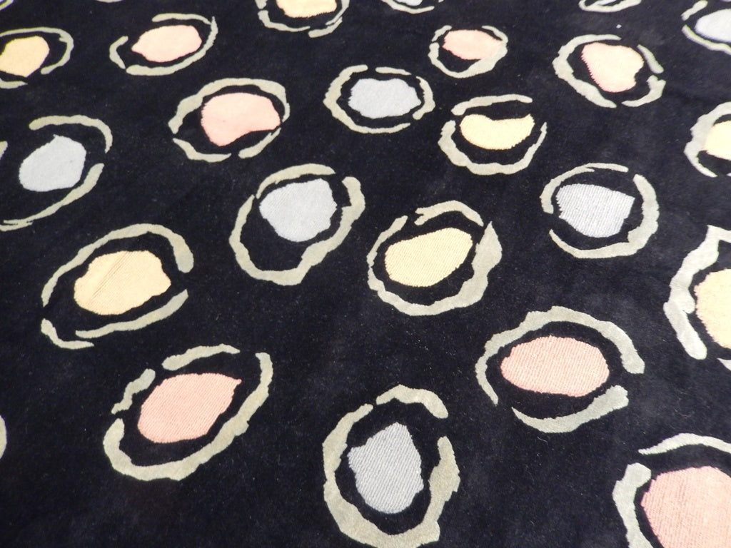 8 x 10 Black Modern Wool Handmade Rug #PIX-21364