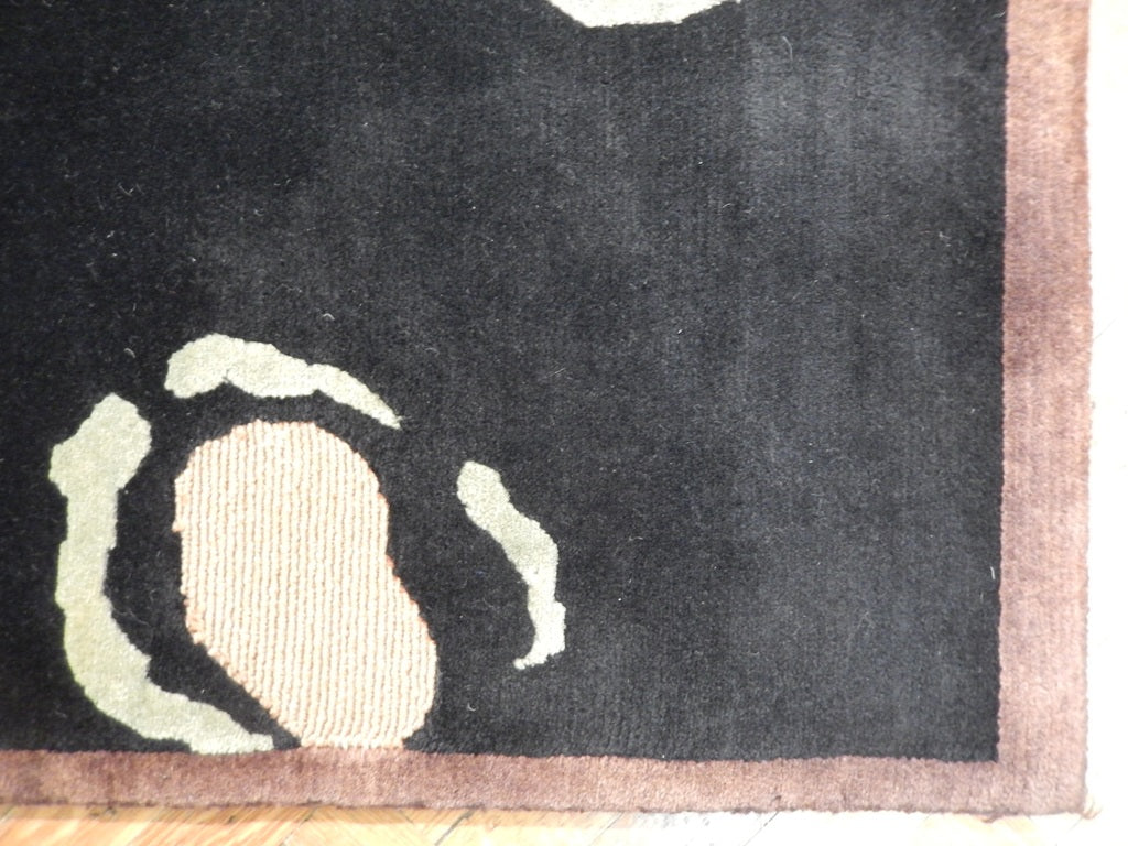 8 x 10 Black Modern Wool Handmade Rug #PIX-21364