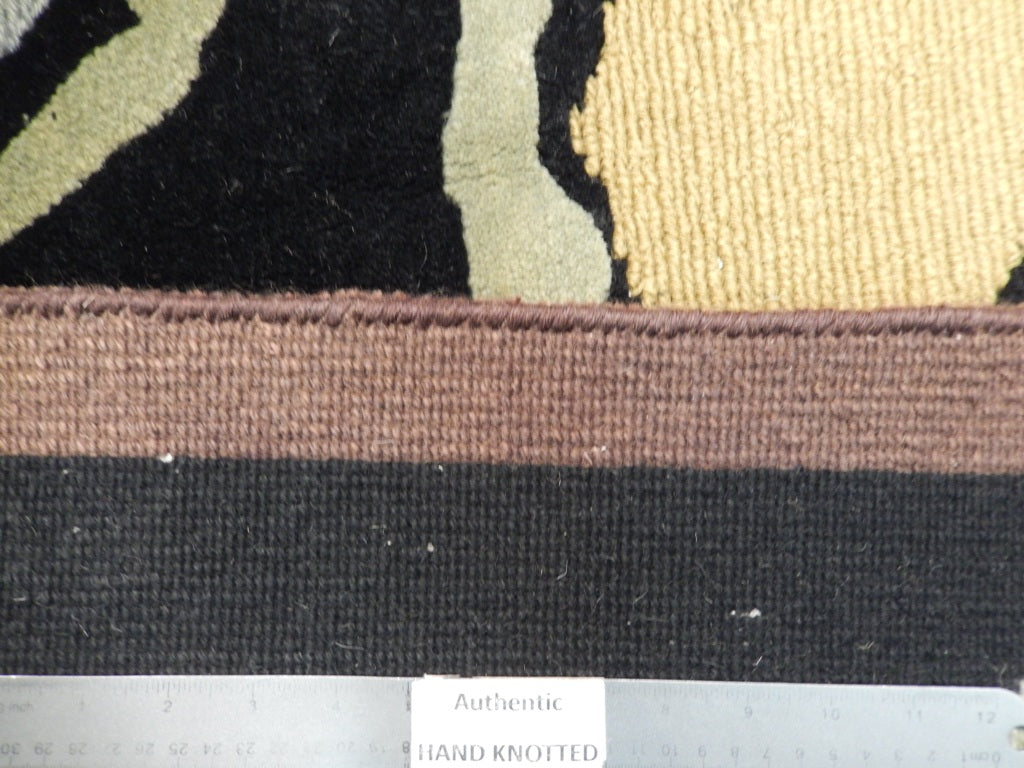 8 x 10 Black Modern Wool Handmade Rug #PIX-21364