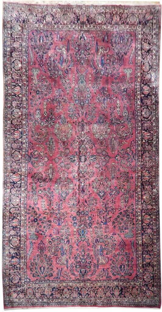 10.2 x 19 Semi-Antique Persian Sarouk Large Rug 21438