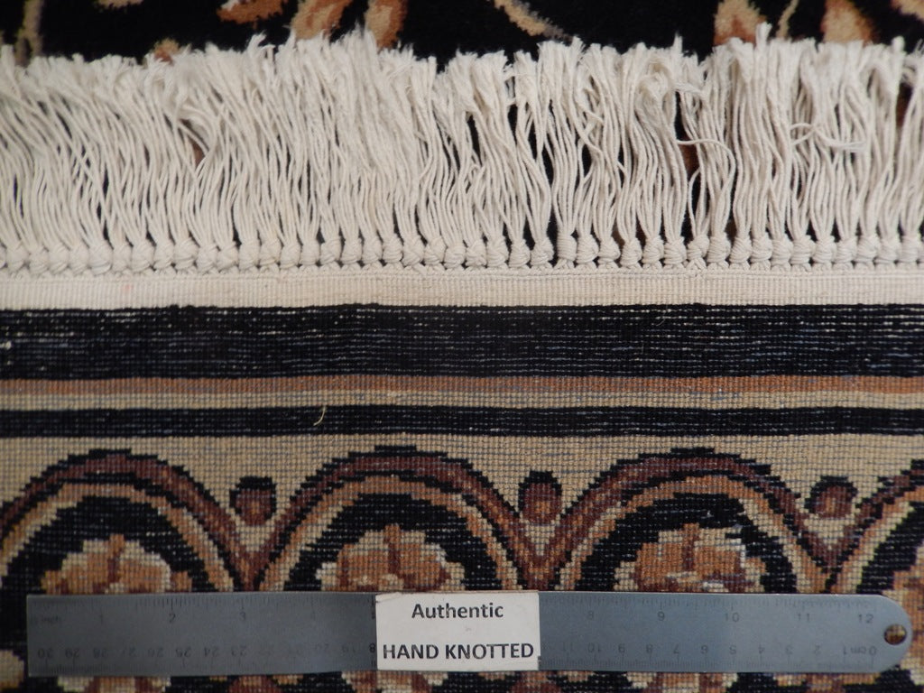 9.2 x 12.2 Black Sino Savonnerie Handmade Rug #PIX-21827