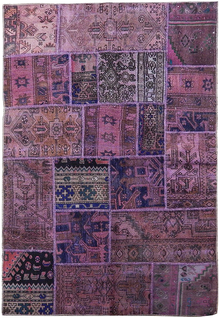 4 x 6 Red Antique Persian Patchwork Pattern Rug - Iran #PIX-22112