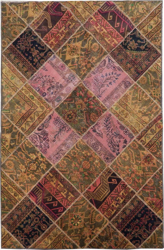 5.3 x 8 Semi-Antique Persian Patchwork Rug #PIX-22167