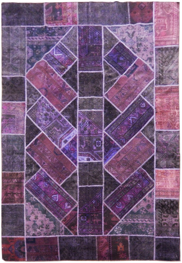 7 x 10.3 Red Antique Persian Patchwork Rug 22251