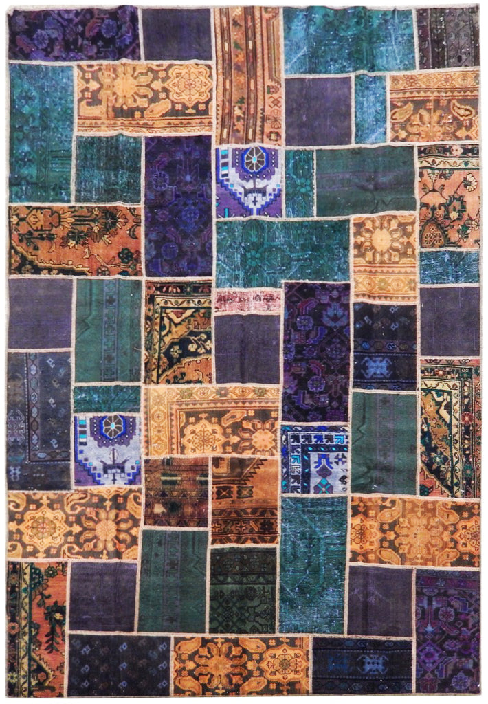 7 x 9.9 Multi Color Antique Persian Patchwork Rug 22257