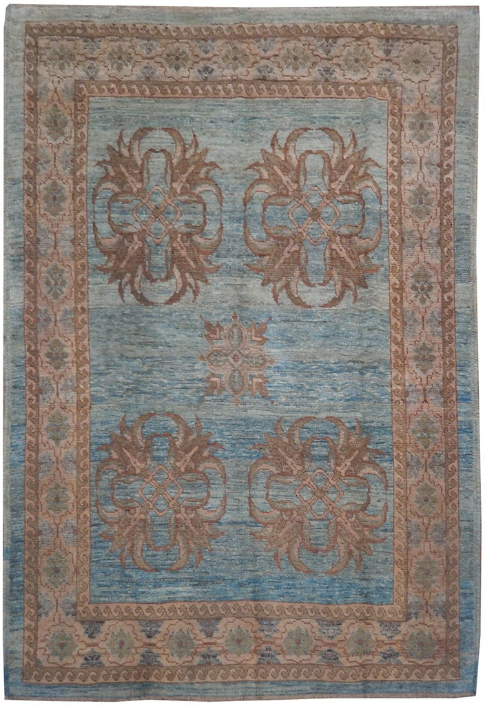6.10 x 9.10 Bluish Gray Antique Persian Oushak Rug 22346