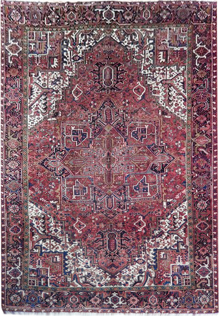 9' x 12' Semi-Antique Persian Heriz Rug Iran 22802