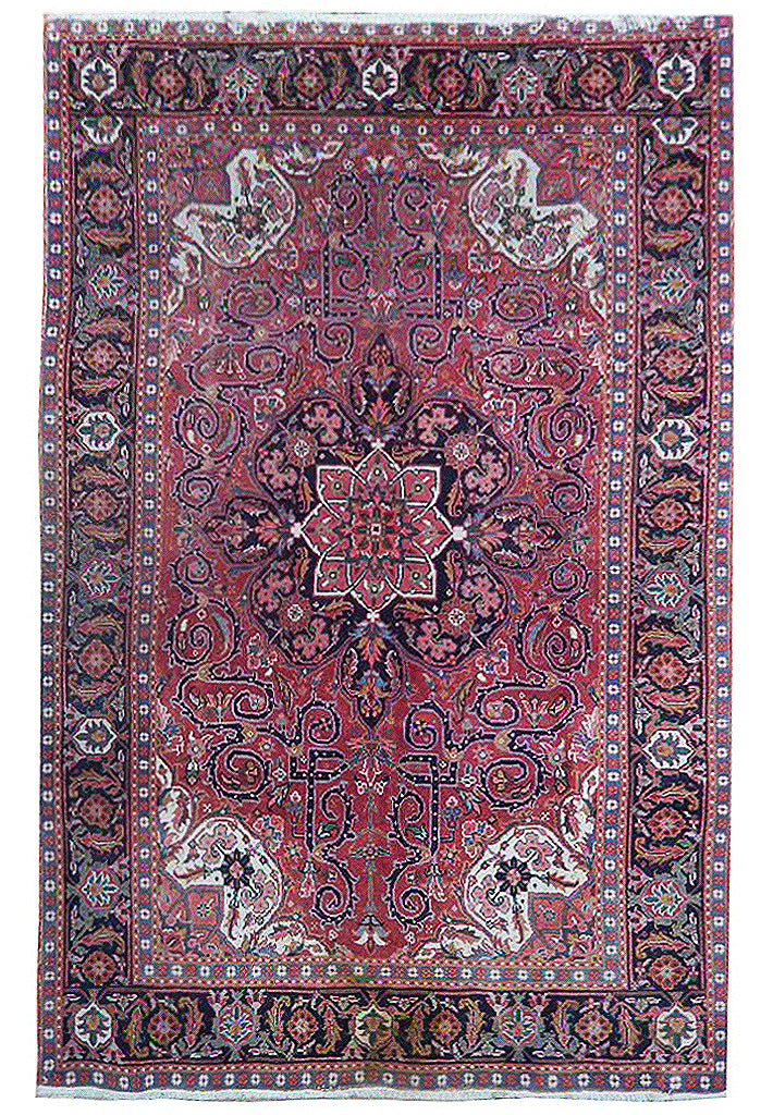 6.8 x 10.3 Red Semi-Antique Persian Heriz Rug 22863