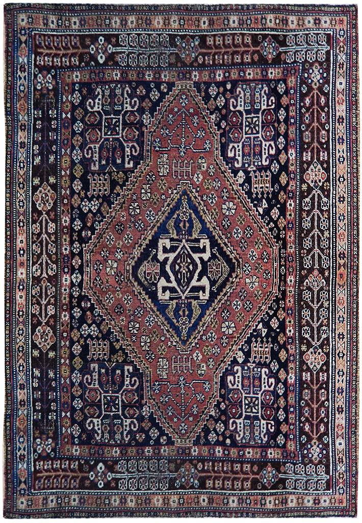 5' x 6' Navy Blue Antique Persian Tribal Rug 23514