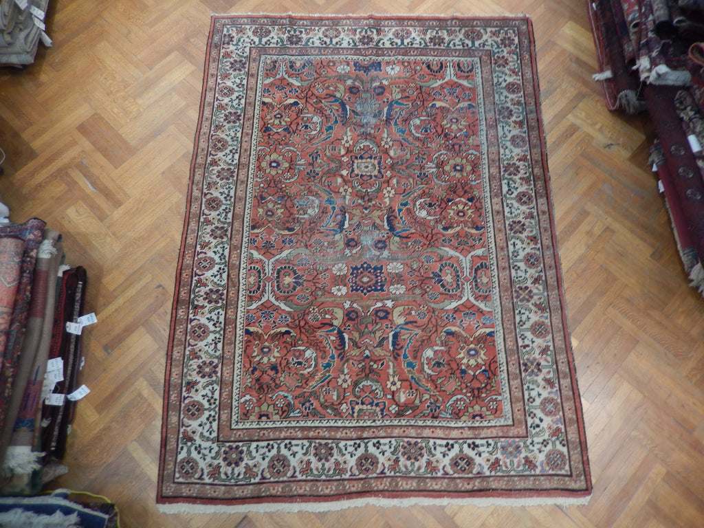 7.3 x 10.5 Salmon Antique Persian Tabriz Rug 23569