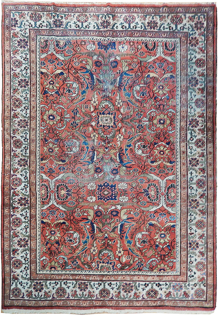 7.3 x 10.5 Salmon Antique Persian Tabriz Rug 23569