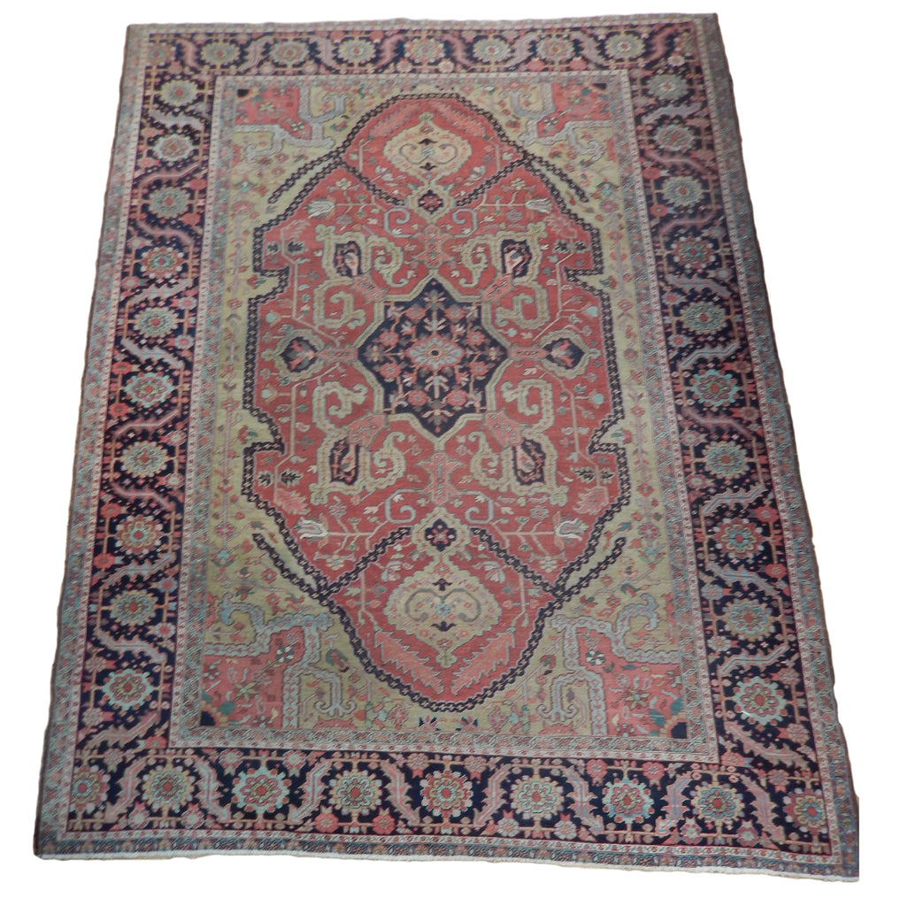 9.5 x 12.4 Dull Red Persian Heriz Serapi Rug #PIX-23590