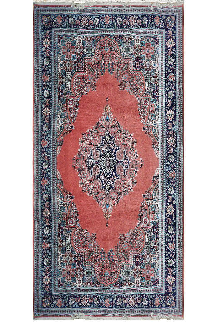 7 x 10.10 Salmon Red Semi-Antique Persian Sarouk Rug 23592