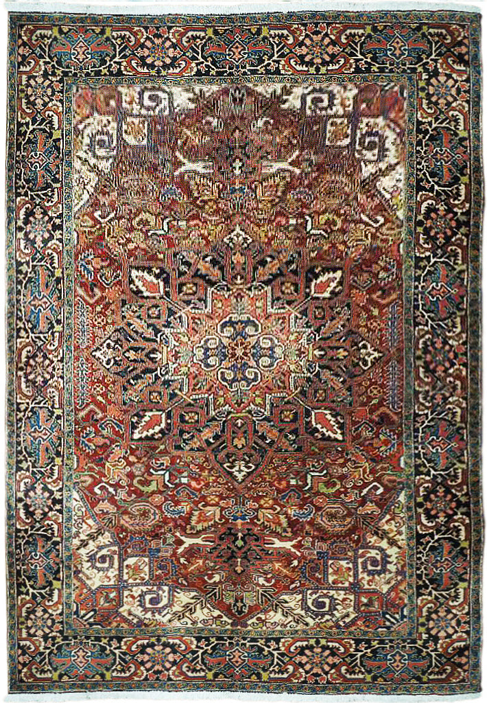 7.10 x 11.3 Red Semi-Antique Persian Heriz Rug 23706